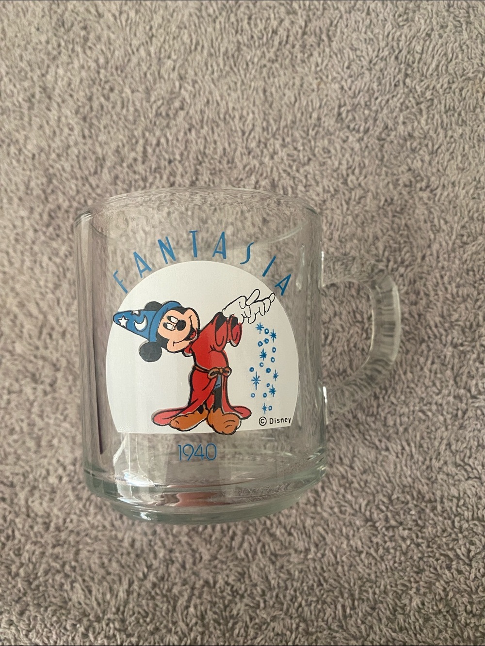 💋 Vintage Disney Fantasia 1940 Mickey Mouse Collectors Glass Coffee Mug Tea Cup!